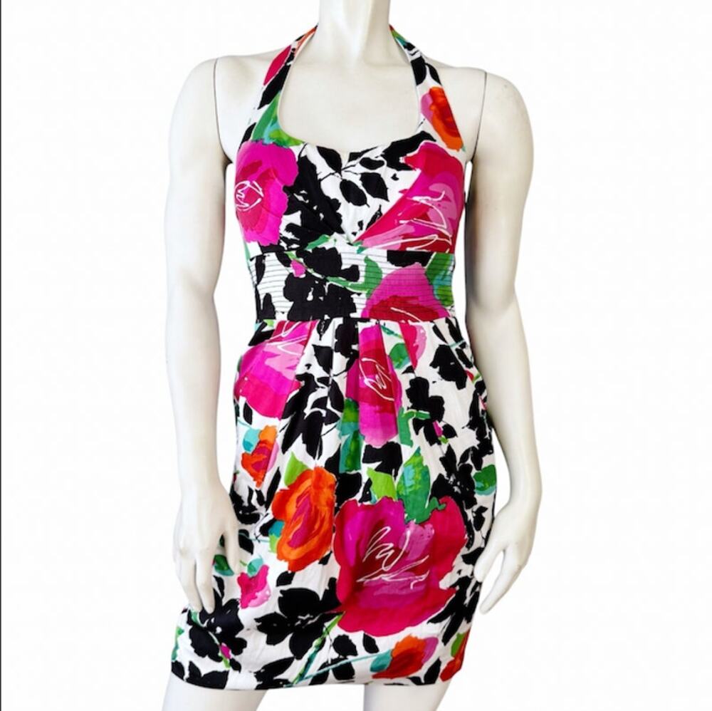 Vintage Y2K B. Smart Floral Halter Mini Dress - S